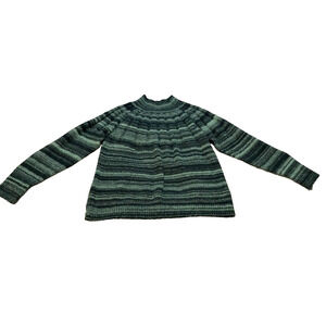 Knox Rose Womens Sweater Size 2XL Boho Green Striped Mock Neck Festival Sweater